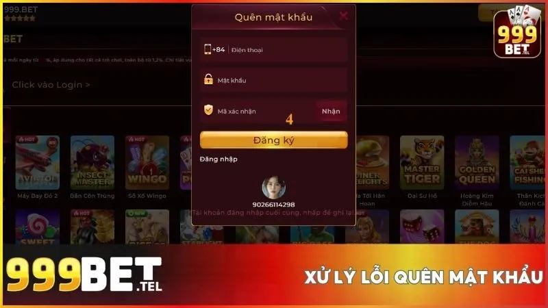 Hướng dẫn đăng nhập tài khoản 999BET và cách khắc phục sự cố đăng nhập 4 Hướng dẫn xử lý lỗi quên mật khẩu 99BET chi tiết